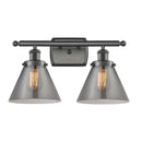 Cone Bath Vanity Light shown in the Oil Rubbed Bronze finish with a Plated Smoke shade