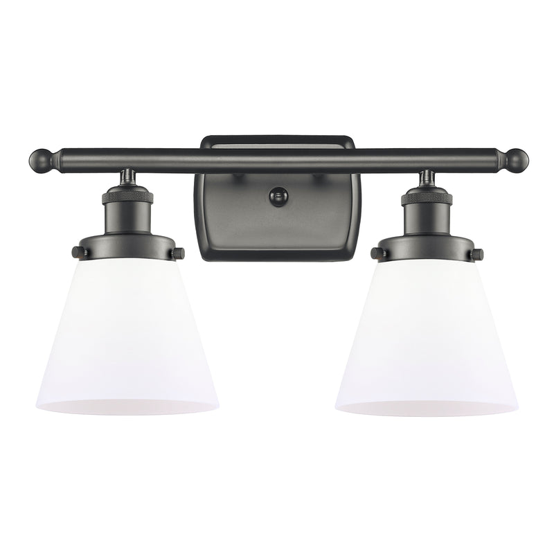 Cone Bath Vanity Light shown in the Oil Rubbed Bronze finish with a Matte White shade