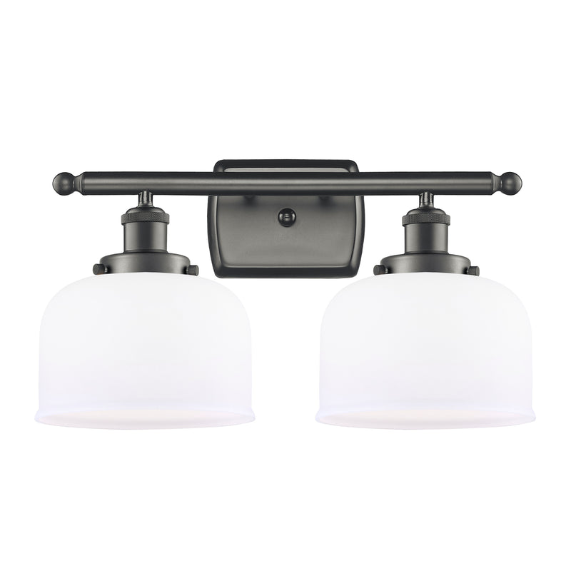 Bell Bath Vanity Light shown in the Oil Rubbed Bronze finish with a Matte White shade