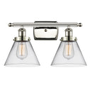 Cone Bath Vanity Light shown in the Polished Nickel finish with a Clear shade