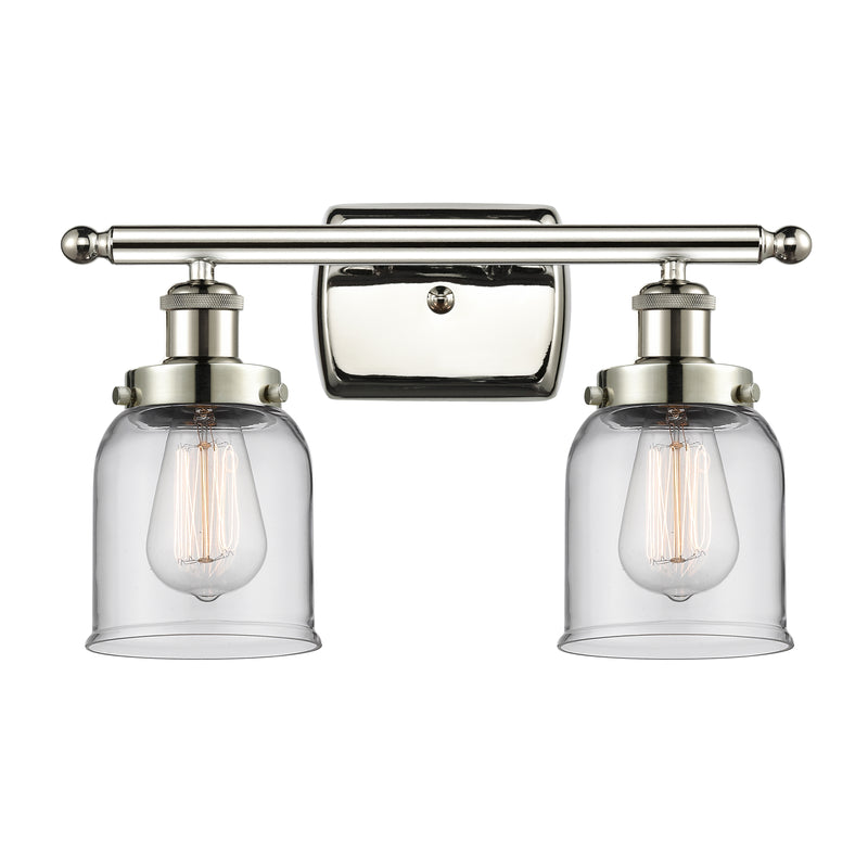 Bell Bath Vanity Light shown in the Polished Nickel finish with a Clear shade