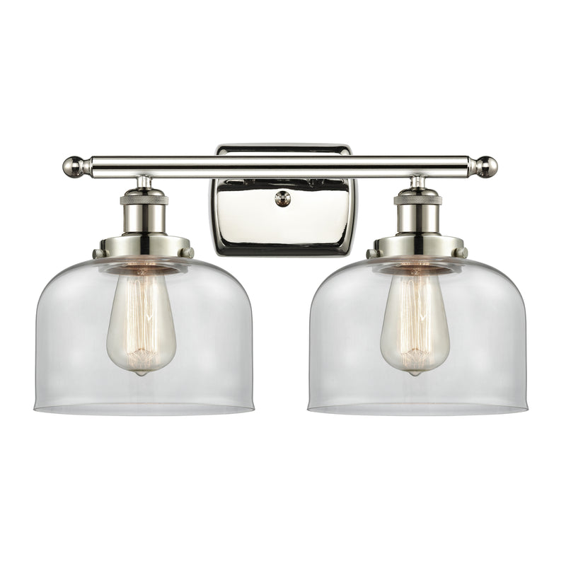 Bell Bath Vanity Light shown in the Polished Nickel finish with a Clear shade