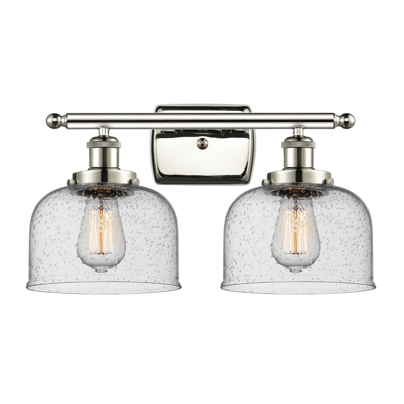 Bell Bath Vanity Light shown in the Polished Nickel finish with a Seedy shade