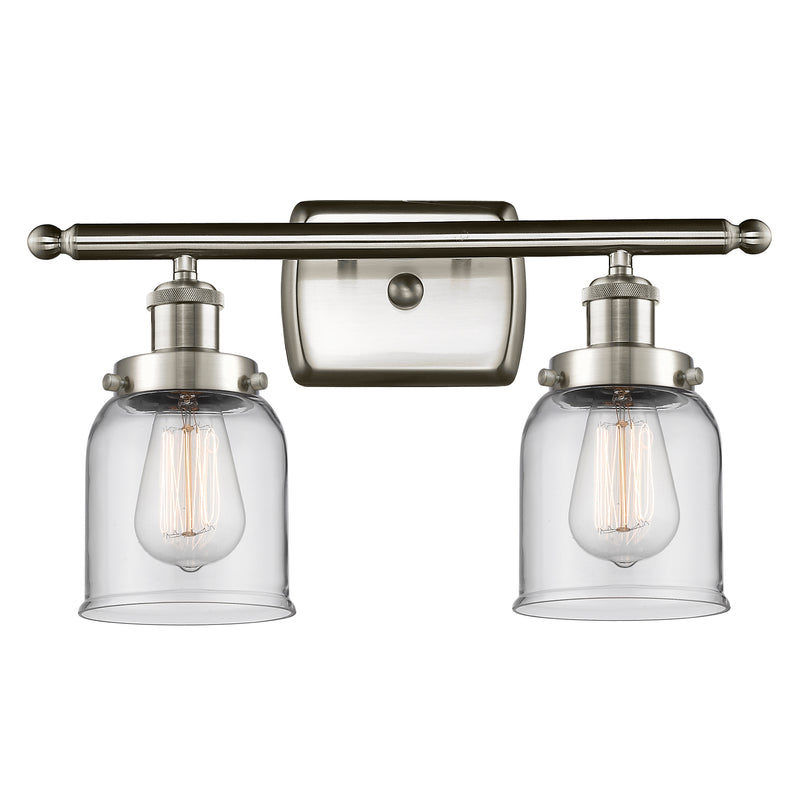 Bell Bath Vanity Light shown in the Brushed Satin Nickel finish with a Clear shade