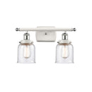 Bell Bath Vanity Light shown in the White and Polished Chrome finish with a Seedy shade