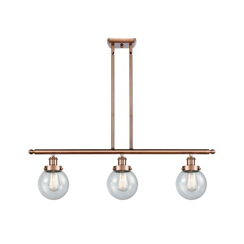 Beacon Island Light shown in the Antique Copper finish with a Seedy shade