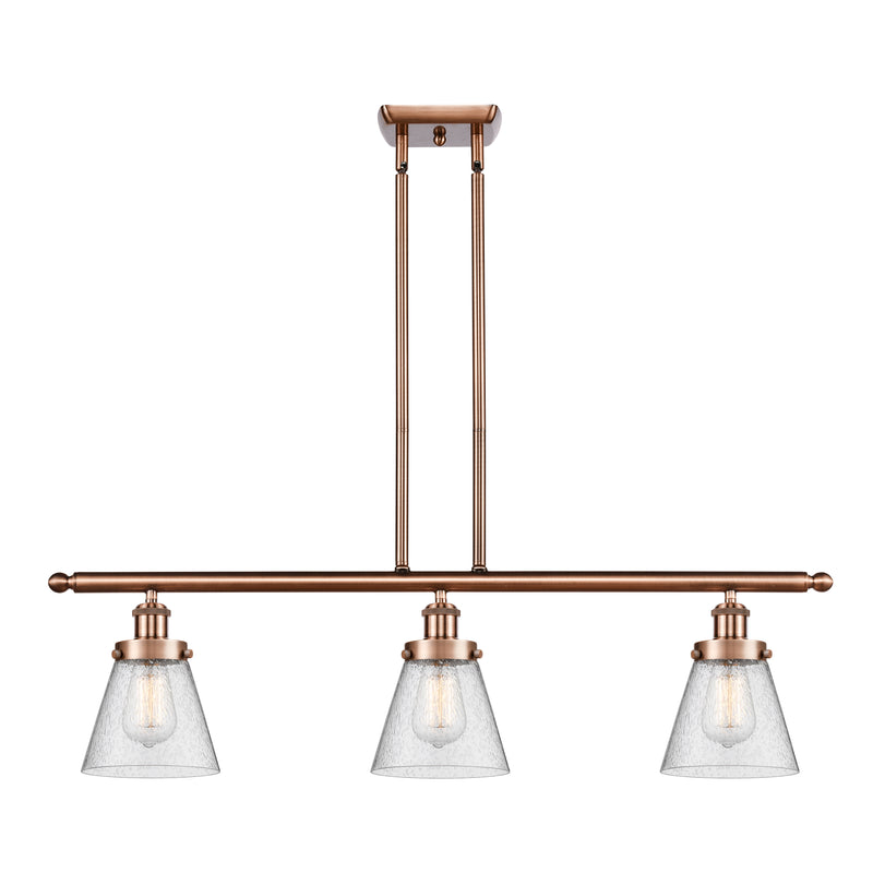 Cone Island Light shown in the Antique Copper finish with a Seedy shade