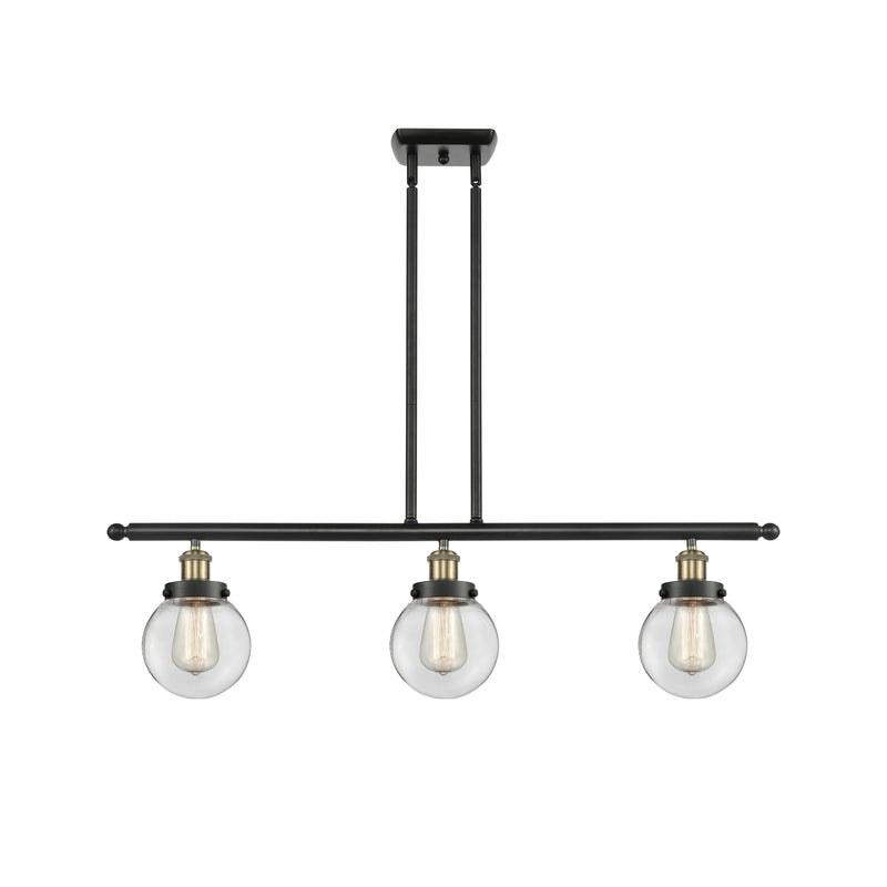 Beacon Island Light shown in the Black Antique Brass finish with a Clear shade