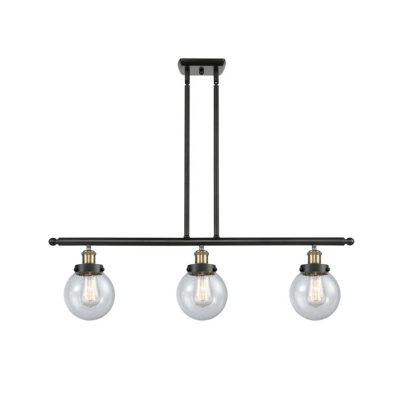 Beacon Island Light shown in the Black Antique Brass finish with a Seedy shade