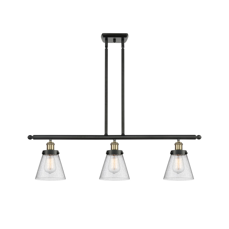 Cone Island Light shown in the Black Antique Brass finish with a Seedy shade