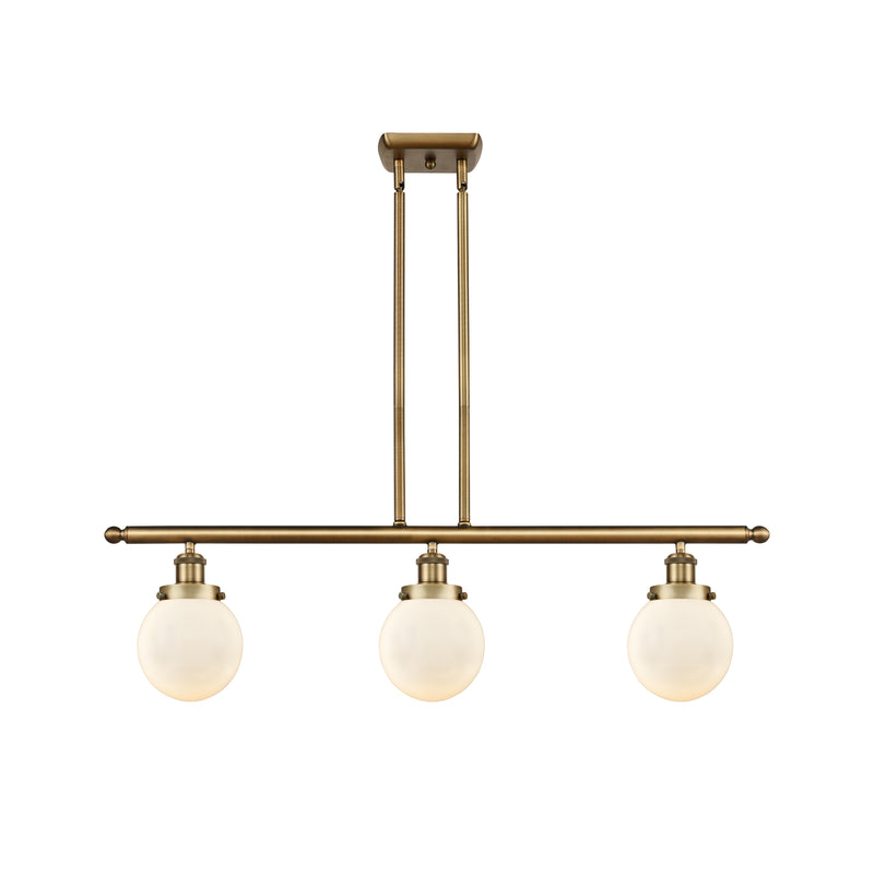 Beacon Island Light shown in the Brushed Brass finish with a Matte White shade