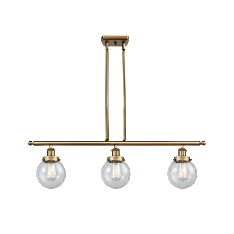 Beacon Island Light shown in the Brushed Brass finish with a Seedy shade