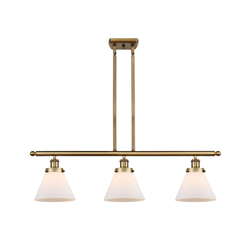 Cone Island Light shown in the Brushed Brass finish with a Matte White shade