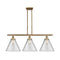 Cone Island Light shown in the Brushed Brass finish with a Clear shade
