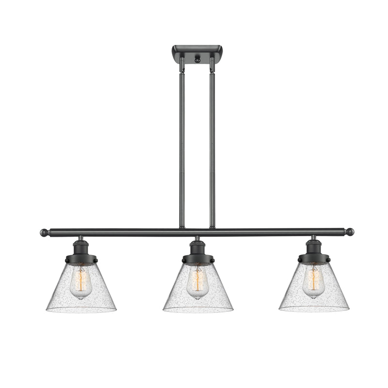 Cone Island Light shown in the Matte Black finish with a Seedy shade