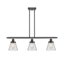 Cone Island Light shown in the Matte Black finish with a Clear shade