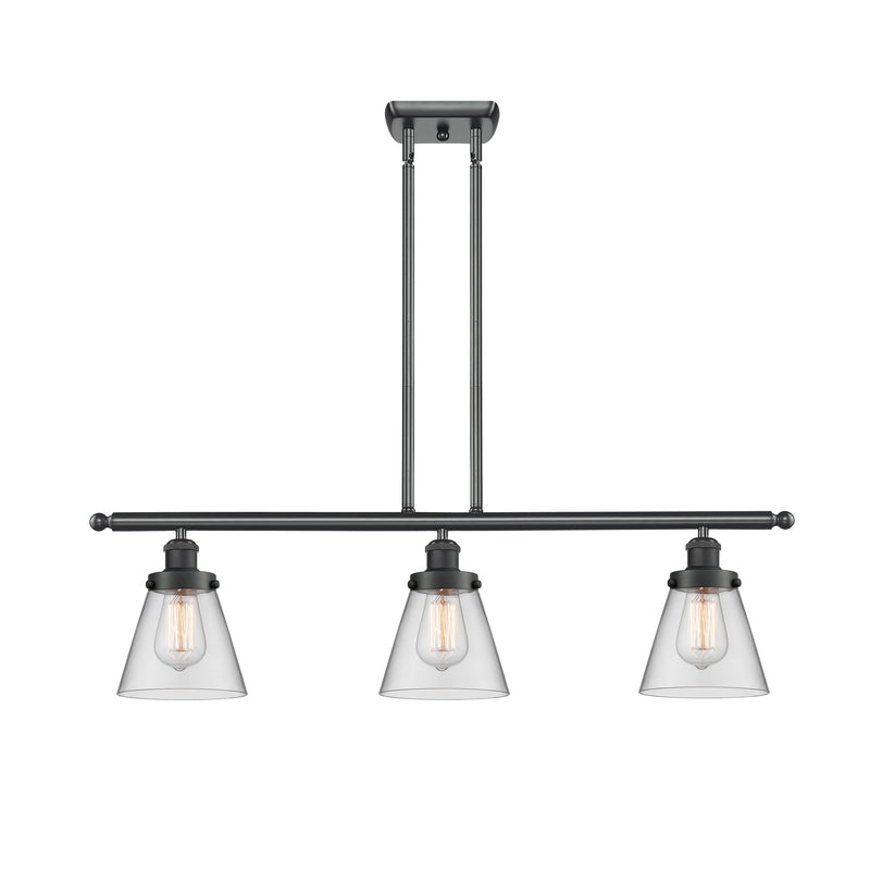 Cone Island Light shown in the Matte Black finish with a Clear shade