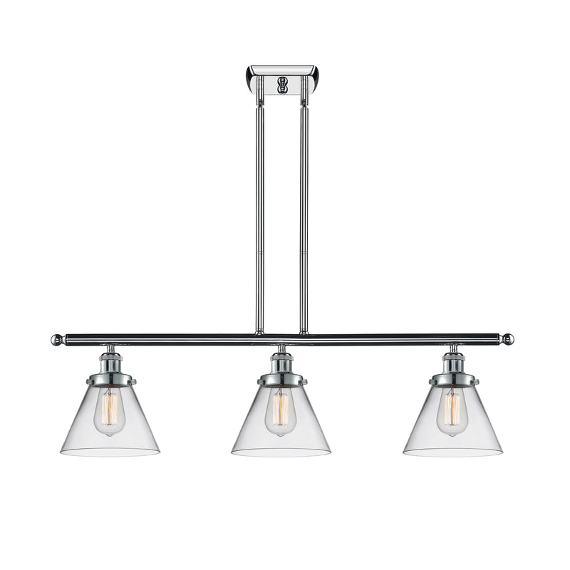 Cone Island Light shown in the Polished Chrome finish with a Clear shade