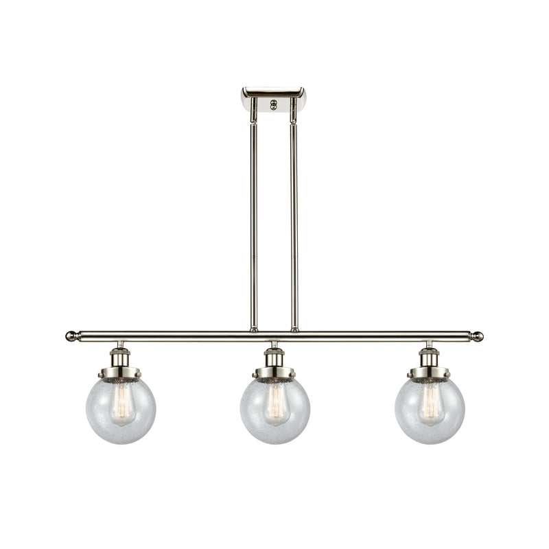 Beacon Island Light shown in the Polished Nickel finish with a Seedy shade