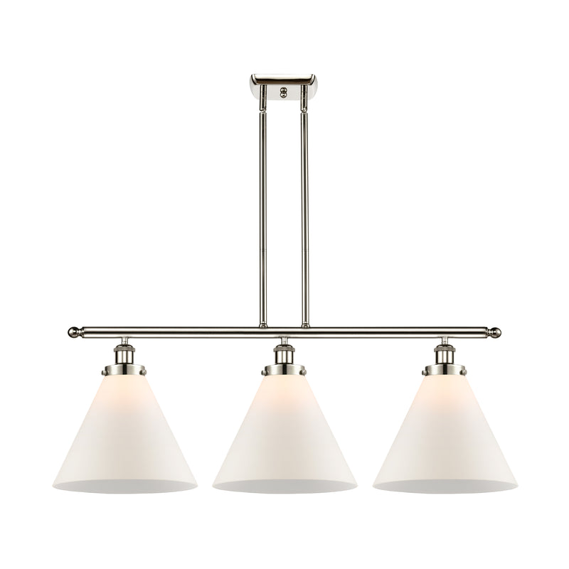 Cone Island Light shown in the Polished Nickel finish with a Matte White shade