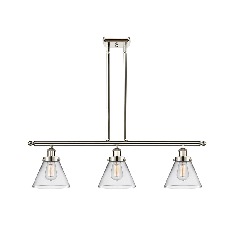 Cone Island Light shown in the Polished Nickel finish with a Clear shade