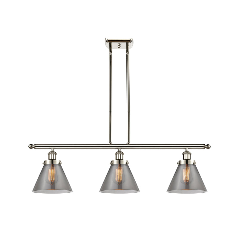 Cone Island Light shown in the Polished Nickel finish with a Plated Smoke shade