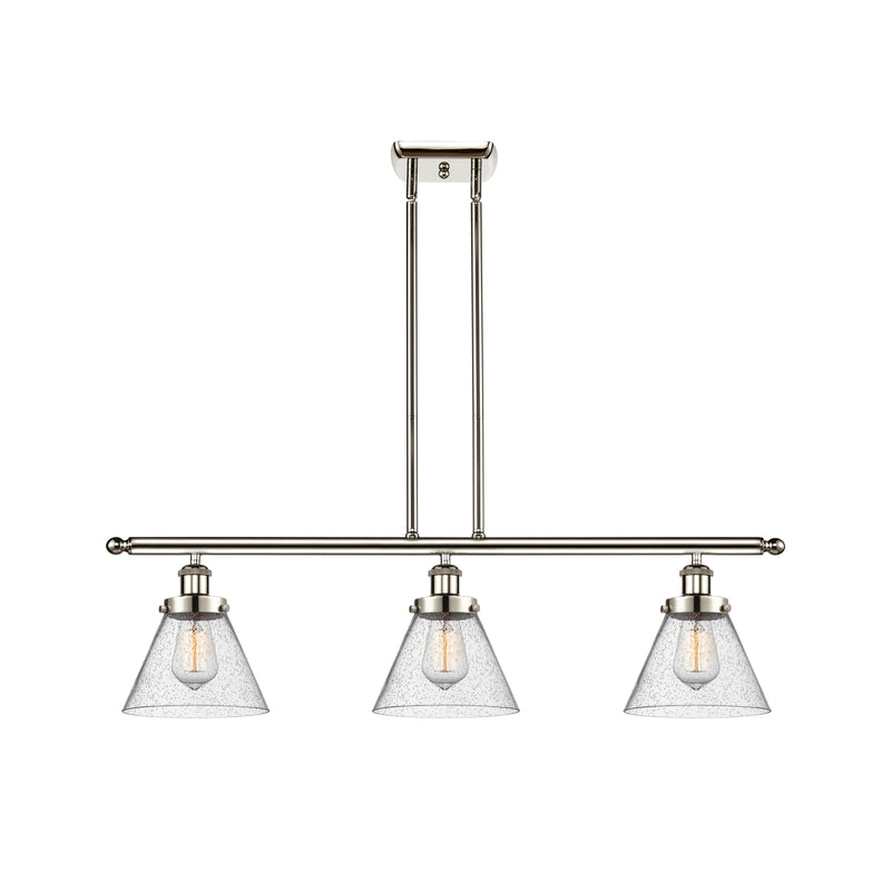 Cone Island Light shown in the Polished Nickel finish with a Seedy shade