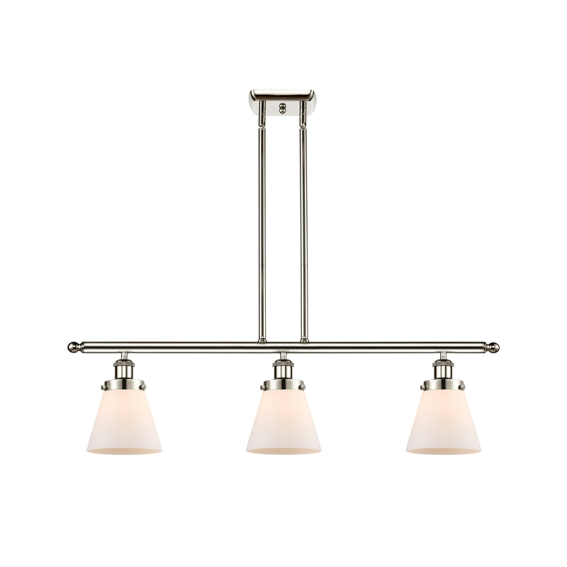 Cone Island Light shown in the Polished Nickel finish with a Matte White shade