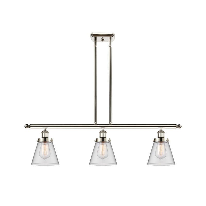 Cone Island Light shown in the Polished Nickel finish with a Clear shade