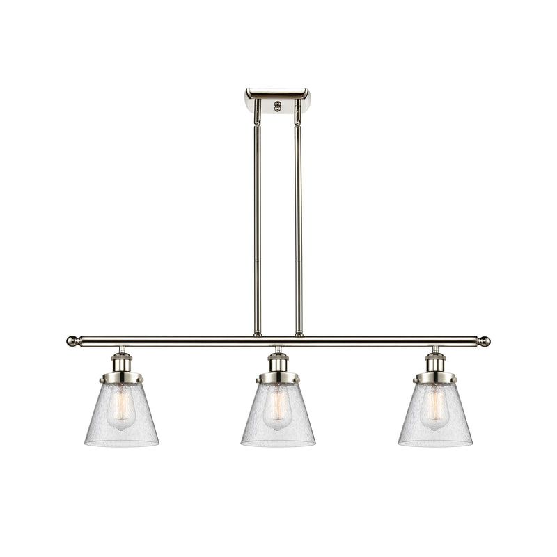 Cone Island Light shown in the Polished Nickel finish with a Seedy shade