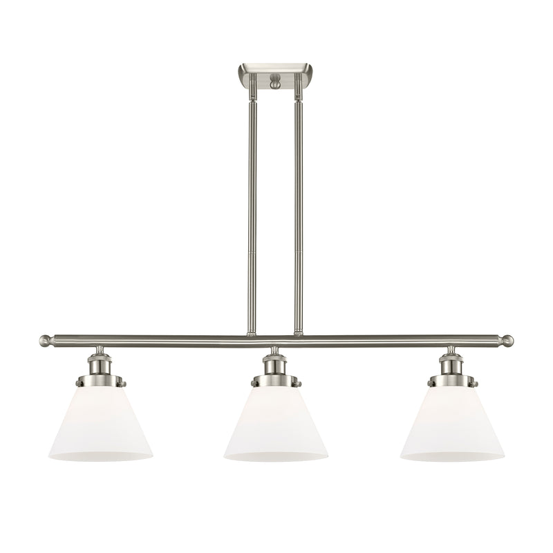 Cone Island Light shown in the Brushed Satin Nickel finish with a Matte White shade