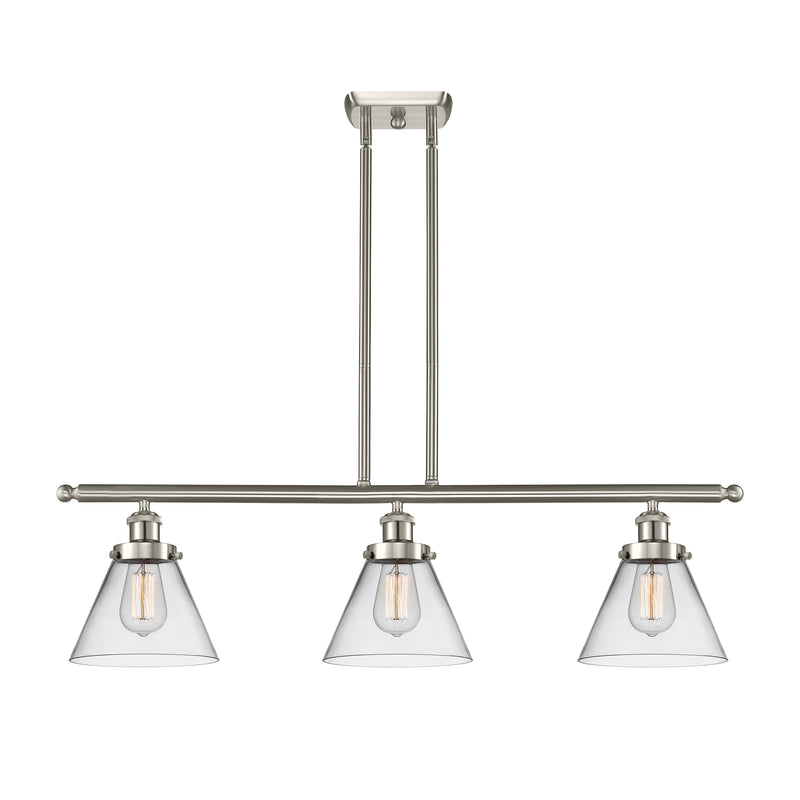 Cone Island Light shown in the Brushed Satin Nickel finish with a Clear shade