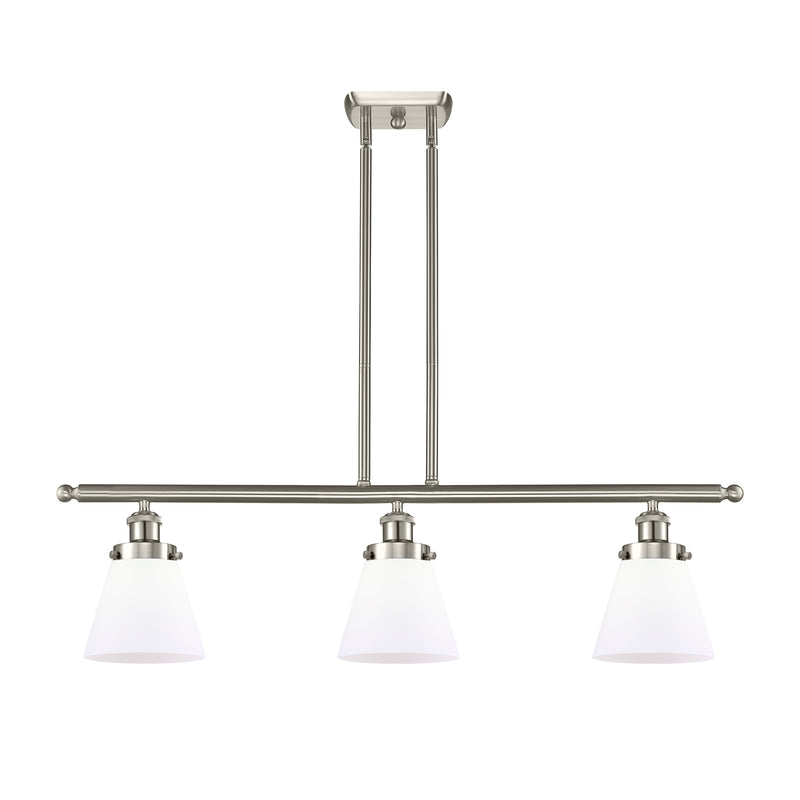 Cone Island Light shown in the Brushed Satin Nickel finish with a Matte White shade