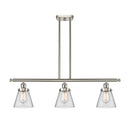 Cone Island Light shown in the Brushed Satin Nickel finish with a Clear shade