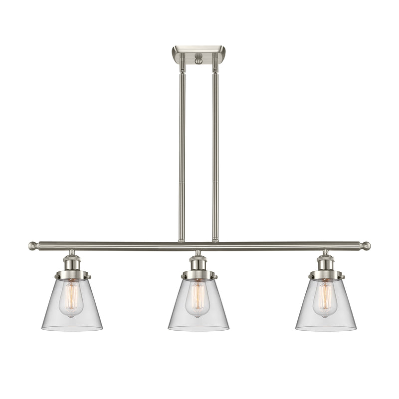 Cone Island Light shown in the Brushed Satin Nickel finish with a Clear shade