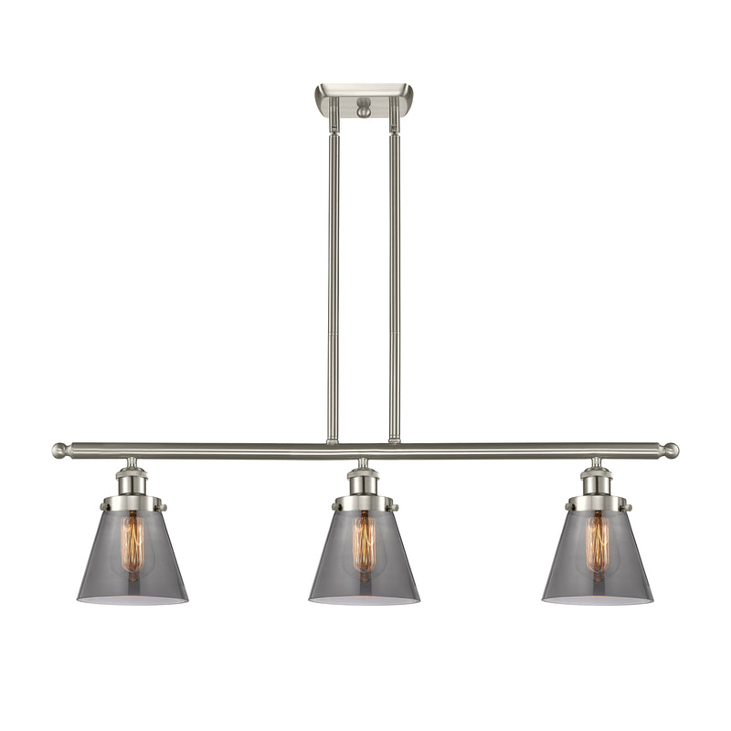 Cone Island Light shown in the Brushed Satin Nickel finish with a Plated Smoke shade