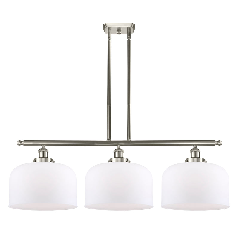 Bell Island Light shown in the Brushed Satin Nickel finish with a Matte White shade