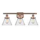 Cone Bath Vanity Light shown in the Antique Copper finish with a Seedy shade