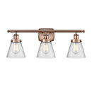 Cone Bath Vanity Light shown in the Antique Copper finish with a Seedy shade