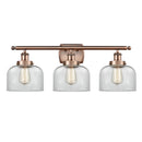 Bell Bath Vanity Light shown in the Antique Copper finish with a Clear shade