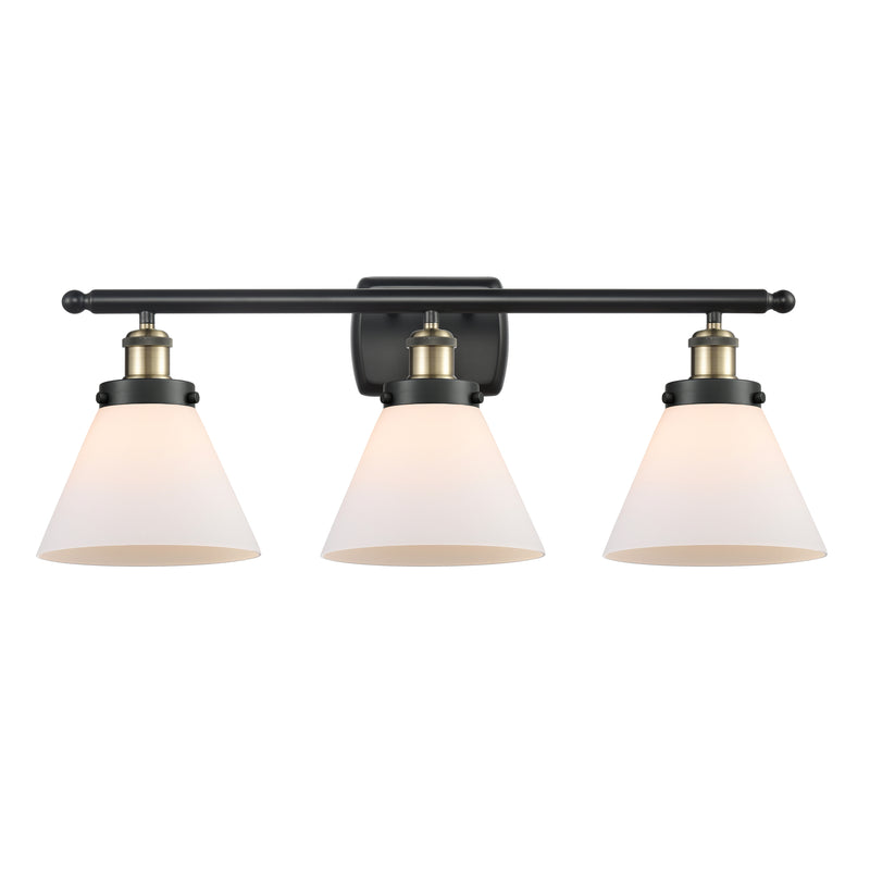 Cone Bath Vanity Light shown in the Black Antique Brass finish with a Matte White shade