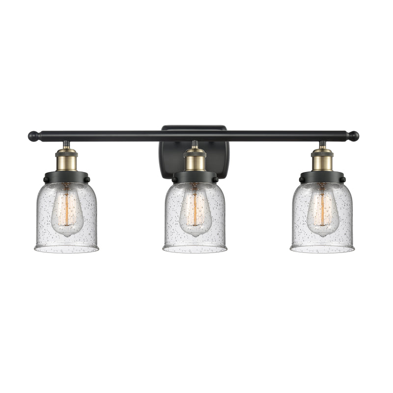 Bell Bath Vanity Light shown in the Black Antique Brass finish with a Seedy shade