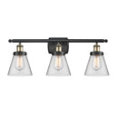 Cone Bath Vanity Light shown in the Black Antique Brass finish with a Clear shade