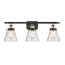 Cone Bath Vanity Light shown in the Black Antique Brass finish with a Seedy shade