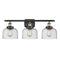 Bell Bath Vanity Light shown in the Black Antique Brass finish with a Seedy shade