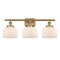 Bell Bath Vanity Light shown in the Brushed Brass finish with a Matte White shade