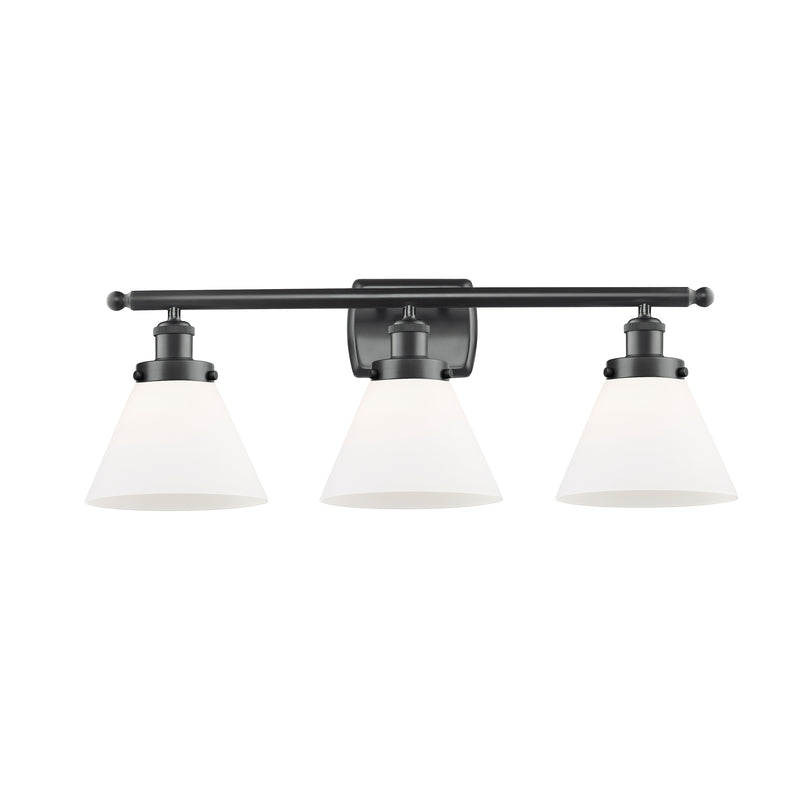 Cone Bath Vanity Light shown in the Matte Black finish with a Matte White shade