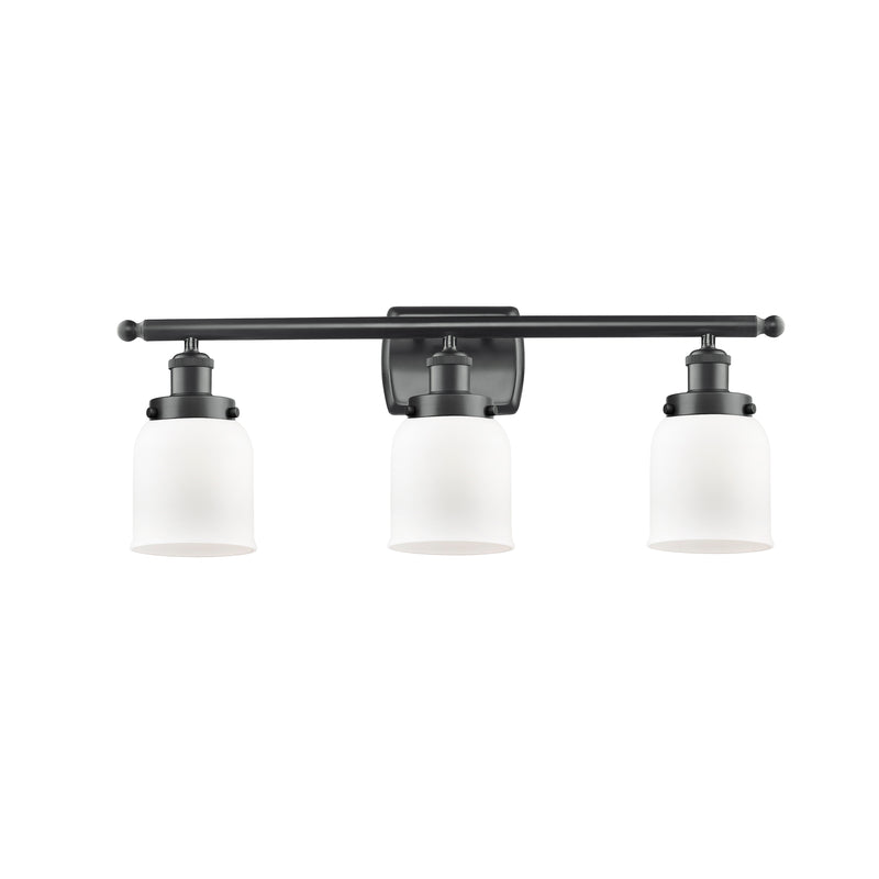 Bell Bath Vanity Light shown in the Matte Black finish with a Matte White shade