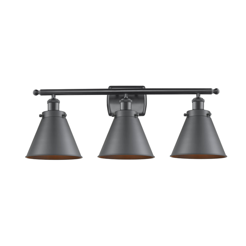 Appalachian Bath Vanity Light shown in the Matte Black finish with a Matte Black shade