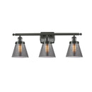 Cone Bath Vanity Light shown in the Oil Rubbed Bronze finish with a Plated Smoke shade